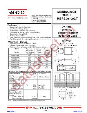 MBRB20100CT-TP datasheet  